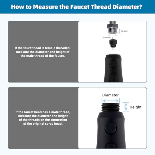 Hibbent Pull Down Kitchen Faucet Head Replacement, 3-Function NSF/ANSI/CAN 61 & CUPC Certified Sink Spray Nozzle, 15 Adapters, Compatible with Moen, Delta, Kohler Faucets, Oil-Rubbed Bronze - color: Oil Rubbed Bronze, style: Stay on sprayer without hold b