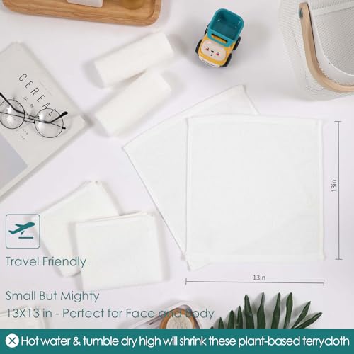 Wash Cloths 6 Pack,Super Soft Face Towel on Sensitive Skin,13''x13'',White | 100% Viscose,Skin Friendly,Gently Wash Face&Body,Breathable,Absorbent,Fast Dry,Easy Rinsed,Hanging Loop,Bathroom,Travel Use - color: White, size: 13x13 inch-6 Pack