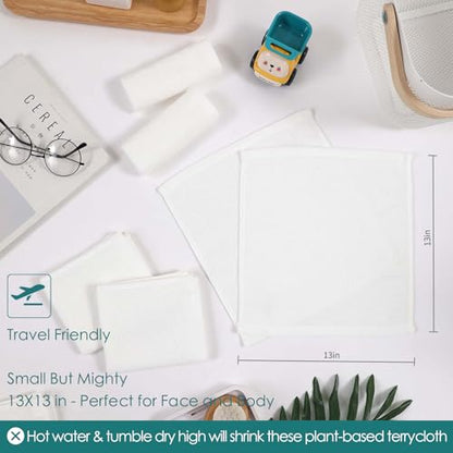 Wash Cloths 6 Pack,Super Soft Face Towel on Sensitive Skin,13''x13'',White | 100% Viscose,Skin Friendly,Gently Wash Face&Body,Breathable,Absorbent,Fast Dry,Easy Rinsed,Hanging Loop,Bathroom,Travel Use - color: White, size: 13x13 inch-6 Pack