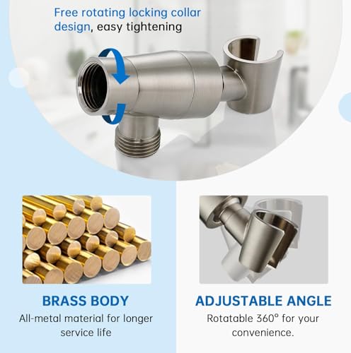 G-Promise All Metal Shower Head Holder with 71 Inch Hose(Brushed Nickel) | All Metal Construction, Adjustable Bracket, Flexible Tangle-free Hose, Standard Connection Thread, Easy Install - color: Brushed Nickel