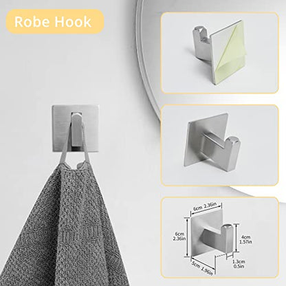 Fapully 23.6-Inch 6 Piece Bathroom Hardware Accessories Set Brushed Nickel | Stainless Steel Wall Mounted Include Towel Bar,Hand Towel Holder,Toilet Paper Holder,Robe Towel Hook,Coat Hook,Towel bar set - color: Brushed Nickel, style: 6 Piece