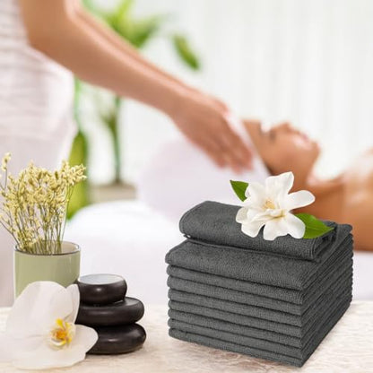 Washcloths Bulk 200 Pack Face Towels, Highly Soft Wash Cloths | Hand Towels, Fast Drying Multi-Purpose Microfiber Cleansing Cloths for Bathroom, Hotel, Spa, and Salon Grey (12" x 12") - color: Grey