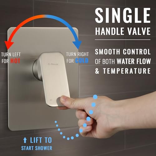 G-Promise Rain Shower Head and Handle Set for Modern Bathroom Upgrade | All Metal, Built to Last, Including the Required Accessories, Modern Upgrade, Extra Flexible Long Lose - color: Brushed Nickel