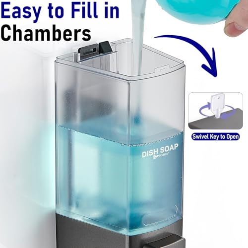 Pollock Shampoo and Conditioner Dispenser 1 Chamber * 500ML | Shower Soap Dispenser Wall Mounted, Body Wash Dispenser No Drill, Refillable Shower Dispenser for Bathroom - color: Blk-zt-53-gun1