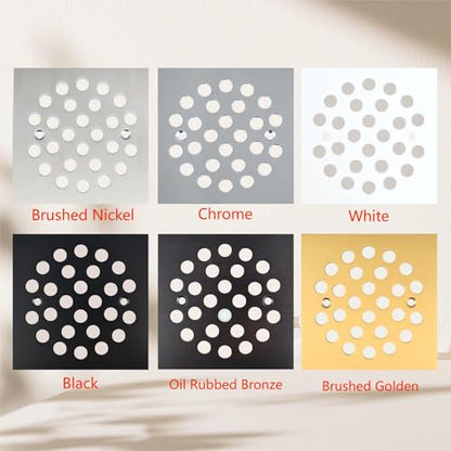 4-1/4 Inch Square Screw-in Shower Drain Cover (Chrome) | Square 4.25-inch design, Thickened 304 stainless steel,replaceable grate with matching screws for bathroom floor drain - color: Chrome