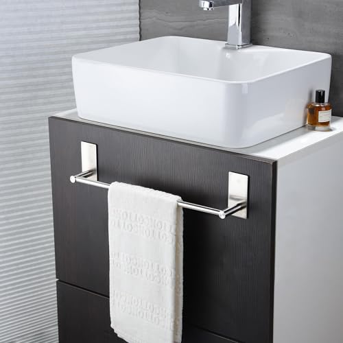 Self Adhesive 16-Inch Bathroom Towel Bar Brushed SUS 304 Stainless Steel Bath Wall Shelf Rack Hanging Towel Stick On Sticky Hanger