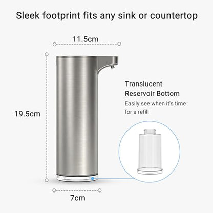 Automatic Foaming Soap Dispenser, Matte Stainless Steel Touchless Soap Dispenser with Self-Clean Mode, 1500mAh Rechargeable USB-C, IPX5 Waterproof Anti-Clogging Foam Pump for Kitchen & Bathroom - color: Silver