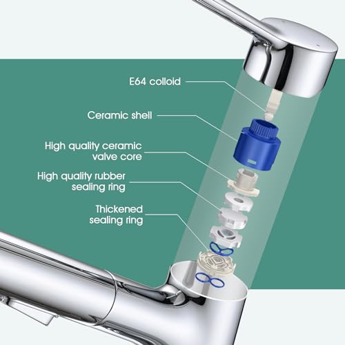 Bathroom Sink Faucet with Pull Out Sprayer, Single Handle Modern Bathroom Basin Faucet with Pop-up Sink Drain Stopper & Deck Plate 1 or 4-inch Centerset 3 Hole, Chrome - color: Chrome