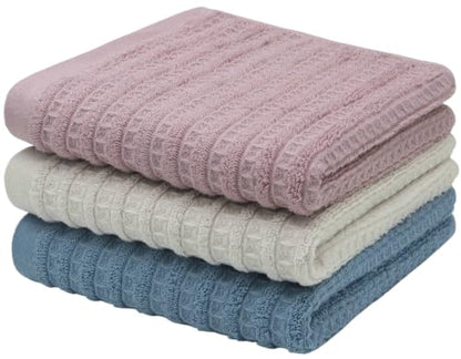 Mia's Dream Hand Towels, Cotton Bath Towels Set, 3 Pack,13" x 27", Multi | Soft Terry Hand Towels for Bathroom & Kitchen, Quick Drying Bathroom Hand Towels, Absorbent Cotton Dish Towels For Kitchen - color: Light Gray+blue+purple (Hand Towel：13" X 27")