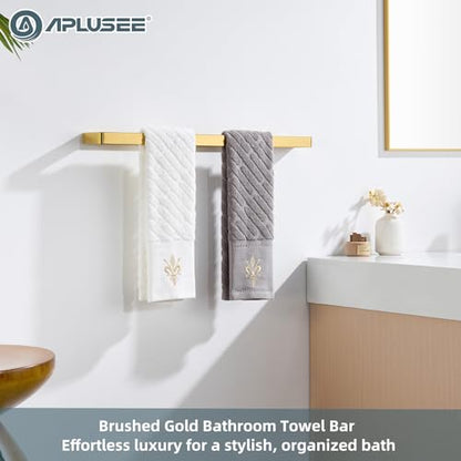 22.8 Inch Bathroom Towel Bar, Brushed Gold, 304 Stainless Steel | Rust-resistant for Bathroom, Shower, Vanity, Kitchen, Moder Square Towel Holder, Hidden Screw Wall Mounted, Heavy Duty Hang - color: Brushed Gold