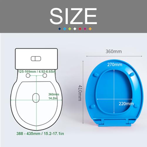 Soft Close Toilet Seat, Round Toilet Seat Cover, Quiet and Slow Close Toilet Lid and Seat, Quick Release, Easy to Install Also Easy to Clean, O-Shaped, PP,Blue,36x41cm - color: Blue