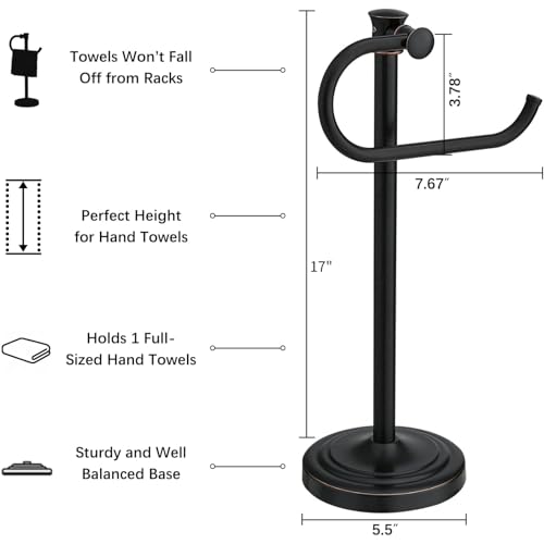 17 Inch Oil Rubbed Bronze Stand Towel Bar Hanger Hand Towel Bar Bathroom Vanity Countertop Towel Holder Free Standing Stainless Steel Towel Ring Hardware Accessories Towel Rack - color: Bronze