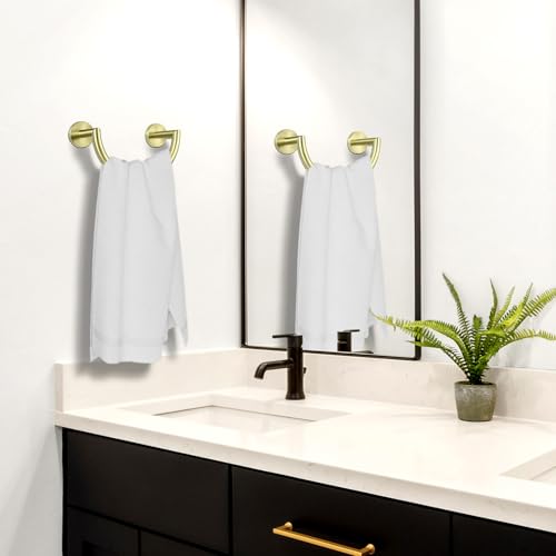 HouseAid Stainless Steel Towel Ring for Bathroom, Hand Towel Holder, Modern Semi-Circular Hand Towel Rack, Wall Mounted, Brushed Gold - color: Brushed Gold