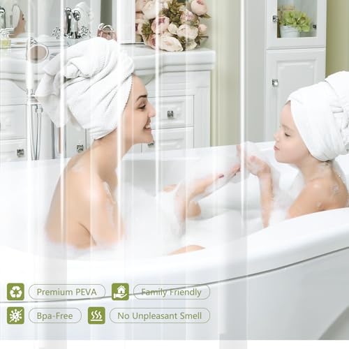 Seenus Waterproof Clear Shower Curtain Liner with 3 Large Magnets, 72 x 78 inch Extra Long Bpa-Free PEVA 8G Shower Liner Weighted, Tall Bathroom Transparent Plastic Shower Curtain Durable - color: Clear, size: 72"W x 78"L (Pack of 1)