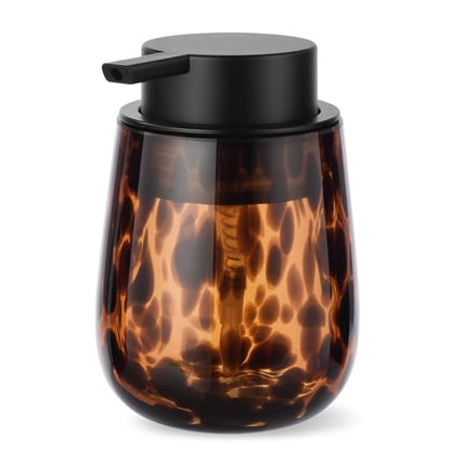Marble Glass Liquid Soap/Lotion/Hand Sanitizer Pump Dispenser, Refillable for Kitchen and Bathroom Countertop (Amber) - color: Amber Liquid