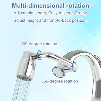 U Shaped Faucet Extender, Zinc Alloy 1080° Rotatable Faucet Aerator Extension Swivel Rotating Spray Attachment Fit for 55/64in/22mm and 15/16in/24mm Threads Kitchen Bathroom Sink