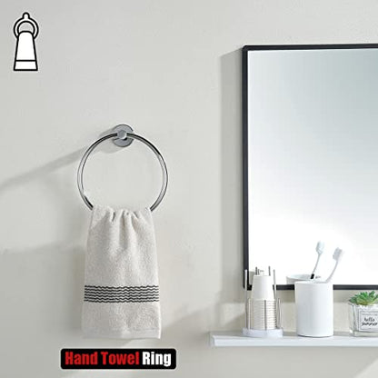 JQK Chrome Towel Ring, 304 Stainless Steel Hand Towel Holder for Bathroom, Polished Finish Wall Mount, TR130-CH - color: Chrome