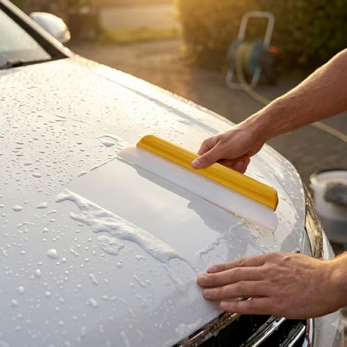 2 Pack 14 Inch Car Drying Squeegee, Yellow Flexible Silicone Water Blade for Window Shower, Auto T-Bar Rubber Wiper for Windshield & Bathroom - size: 2 Pack