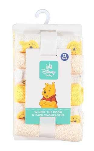 Disney Baby Washcloths 12 Pack – Ultra Soft Baby Wash Cloths, Lilo & Stitch (Stitch & Angel), Winnie the Pooh & Mickey Mouse, Absorbent Newborn Bath Essentials - color: Winnie the Pooh IV