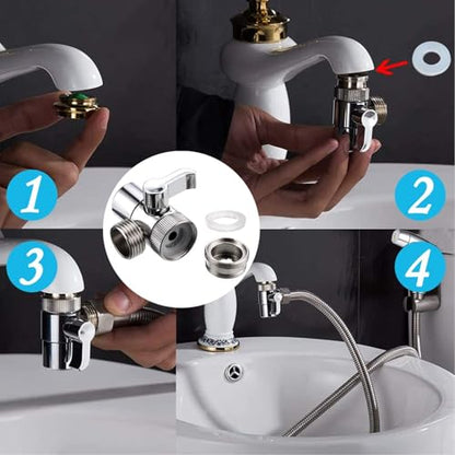 Handheld Bidet Sprayer Toilet Bathroom Douche Cloth Washing Diaper Cleaning Shower Head with 59in Hose and G1/2, 55/64", 15/16" Faucet Adapters, Hair Washing, Dog Shower and More