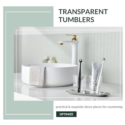 Aomasi Glass Toothbrush Holders for Bathroom Sink, 2 Pack, Transparent | Thickened Substantial Glassware, Bathroom Tumbler Cup for Daily Drinking Water, Easy to Clean, Toothbrush Holder Replacement - color: Transparent