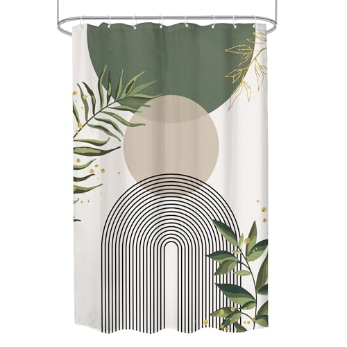 Sage Green Stall Small Boho Bohemian Olive Bathroom Shower Curtain Set | Dark Teal look; 48"W x 72"L. waterproof HD print, quick-dry fabric and free hooks for easy setup. - color: A-01green, size: 48"W x 72"L (Pack of 1)