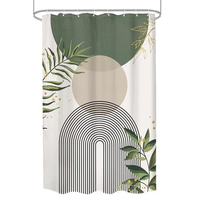 Sage Green Stall Small Boho Bohemian Olive Bathroom Shower Curtain Set | Dark Teal look; 48"W x 72"L. waterproof HD print, quick-dry fabric and free hooks for easy setup. - color: A-01green, size: 48"W x 72"L (Pack of 1)