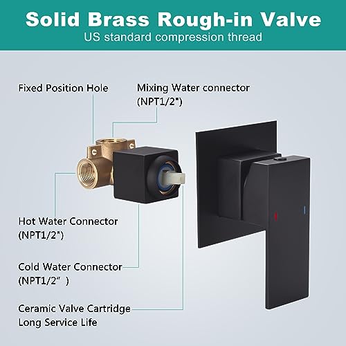 Waterfall Wall Mount Faucet Bathroom Bathtub Tub Faucet Bathroom Sink Faucet Single Handle Tub Filler Rough-in Valve Included Matte Black Modern Basin Mixer Tap - color: Matte Black