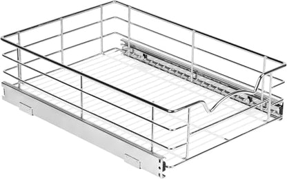 HOLDN’ STORAGE Pull Out Cabinet Organizer, Pantry Drawer, 14"W x 21"D x 5"H | Heavy-Duty Full-Extension, Roll Out Shelf for Pots, Pans & Under Sink Storage, Chrome, Require a 15.25"W Cabinet Opening - size: 14 Inch