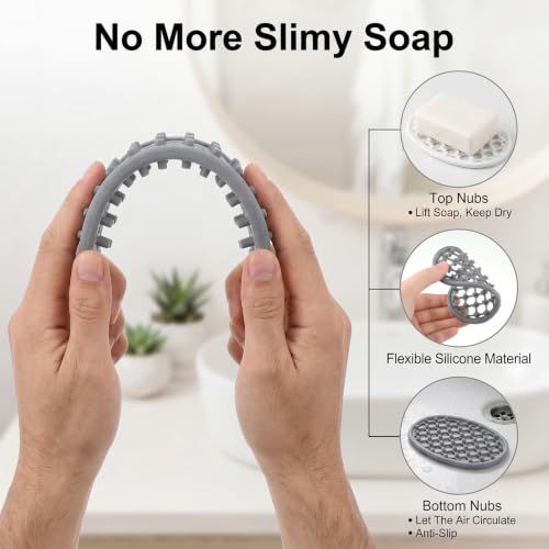 3 Pcs Soap Dish Plastic Clear Bar Holder Tray Container Self Draining Soap Saver with Holes for Kitchen Bathroom Counter Shower