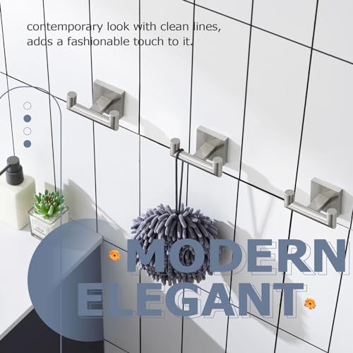 KOKOSIRI Robe Hook Bathroom Double Towel Coat Hooks for Bath Kitchen Wall Mounted, 3 Pack Brushed Nickel Stainless Steel B1015BR-P3 - color: Brushed Nickel, size: 3 Pack