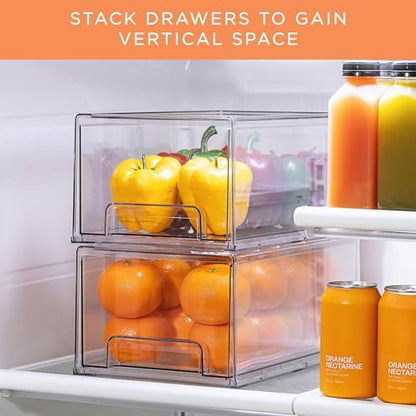Sorbus Plastic Storage Bins Stackable Clear Pantry Organizer Box Bin for Organizing Kitchen Fridge, Food, Snack Pantry, Fruit, Vegetables, Bathroom, Wide & Narrow Deep (6 Pack) - size: 6 Pack