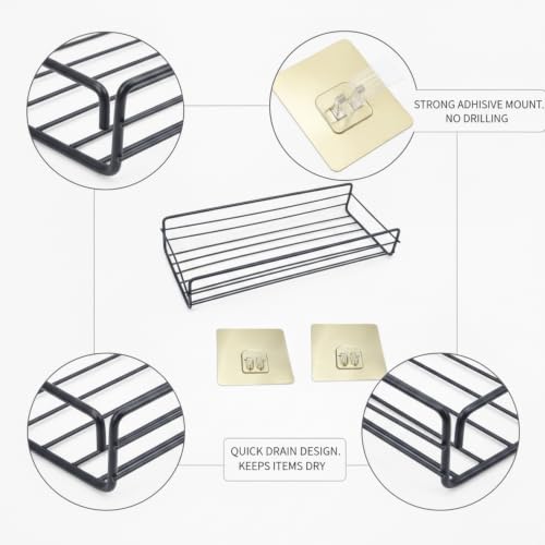 Adhesive Corner Shelf, Carbon Steel Wall Mount Storage Organizer for Bathroom Shower and Kitchen (1 PC) - size: 10.63 x 4.33 x 1.97 in