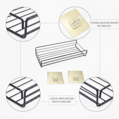 Adhesive Corner Shelf, Carbon Steel Wall Mount Storage Organizer for Bathroom Shower and Kitchen (1 PC) - size: 10.63 x 4.33 x 1.97 in