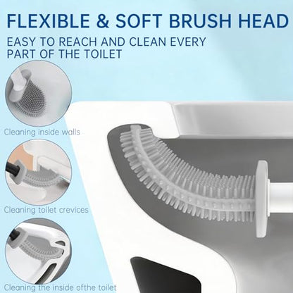 RV Essentials, RV Toilet Brush, Toilet Brush Silicone Won't Damage Toilets, Wall Mounted Toilet Brush White-Anti-Roll, Anti-Drip Design, Suitable for RV Travel Trailers and Campers, Camper Must Haves - color: White-1
