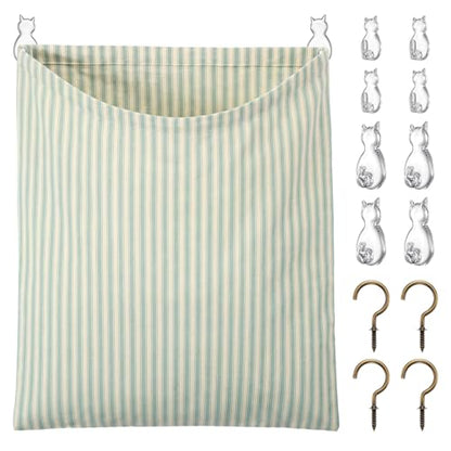 Reusable Dirty Rag Storage Linen Bag,Green and White,Classic - color: Green and White, style: Classic