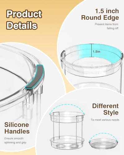 INCOSTAR 3 Pack Clear Lazy Susan Turntable 9'' & 11.8'' for Cabinet | Two-Tier Spinning Organizer, Space-Saving Pantry Storage Rack, Clear Durable Plastic, Makeup & Bathroom - size: 2-Tier & 2 Pack