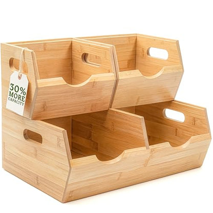HOMESTEAD Extra Large Bamboo Pantry Storage Bins – 30% Larger, Stackable Potato Onion Storage Bin, Large Pantry Organizers and Storage, Produce Vegetable Organizer, Set of 3 - size: Extra Large ( 3 Pack )