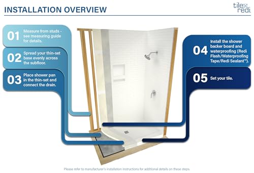 Redi Trench 36 In x 60 In Single Curb Tileable Shower Pan with Right Drain and Linear Brushed Nickel Grate - color: Right Drain, Single Curb, Brushed Nickel