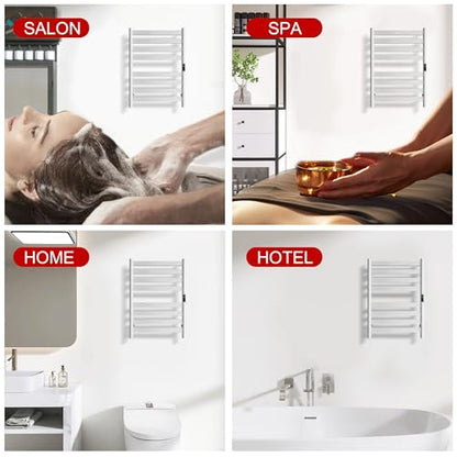 Heated Wall Mounted Electric Towel Warmer Rack,Timer & Temperature Control, 8 Bar Stainless Steel Towel Heater for Bathroom (White, 8 Bars) - color: White, size: 8 Bars