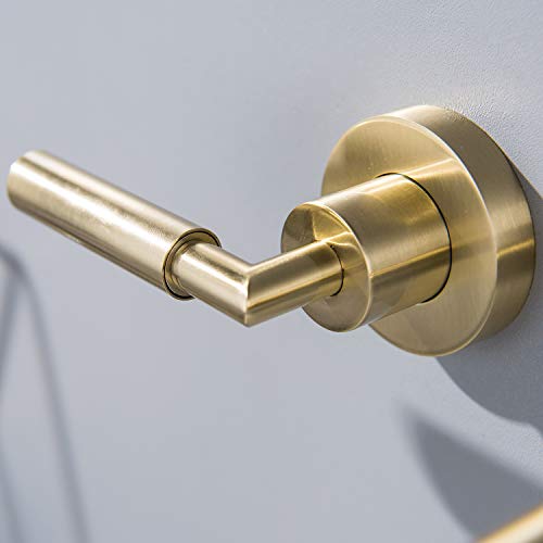 RBROHANT Brushed Gold Wall Mount Bathroom Faucet, Wall Mounted Sink Faucet, Dual Handle, Solid Brass, Rough-in Valve Included - color: Brushed Gold, style: Lever Handle