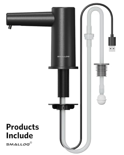 Built-in Touchless Automatic Kitchen Sink Dish Soap Dispenser | Universal Fit, Easy to Install, 38 Inch Silicone Tube Connects to Soap Bottle, Plug-in Electric for Kitchen & Bathroom, Black