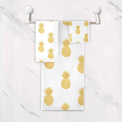 ALAZA 3-Piece Towel Set, Gold Pineapple Bath Towel Sets, 1 Bath Towel, 1 Hand Towel, 1 Washcloth, Absorbent Soft Towels Quick Drying for Bathroom - color: Multi14