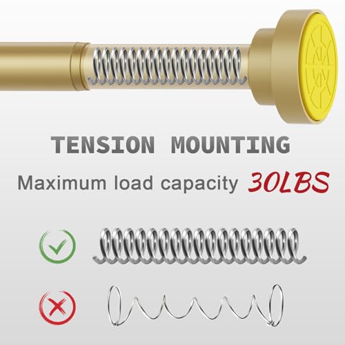 Thestoa Gold Shower Curtain Rod Adjustable 43-66 inch, 1"Diameter Spring Tension Curtain Rod No Drill, Anti-Rust Non-Slip Shower Rod for Bathroom - color: Gold, size: 43"- 66"