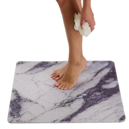 Enkosi Loofah Shower Mat Non Slip – Square Anti Slip Bath Mat for Inside Showers, Bathtub, Tub, Bathroom - Cushioned, Quick Dry PVC with Drain Holes - Secure Grip Safety Pad (Marble Grey Blue 24x24) - color: Marble Blue Gray, size: 24" x 24" (Square)