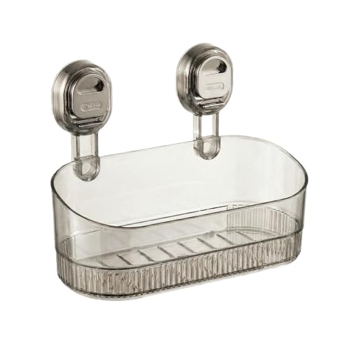 AVOKIHI Suction Cup Shower Caddy,No Drill Traceless Adhesive Shower Shelf for Inside Shower, Waterproof Bathroom Shower Storage Basket(Grey)