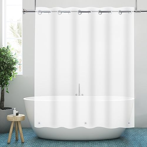84inch Extra Long Shower Liner Frosted with Bottom Magnets Hook Free | No Hook Needed Hookless PEVA Plastic Vinyl Waterproof Heavy Duty Bathroom Curtain Shower Liner, 72x84" - color: Frosted, size: 72"W x 84"L (Pack of 1)