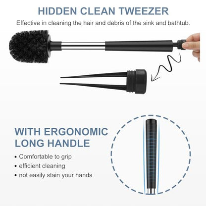 SetSail Toilet Brush and Holder, Self Closing Lid Toilet Bowl Brushes Holder and Extra Long Handle Ventilated Toilet Brush Set for Bathroom Cleaning, Nylon Bristles, 2 Packs-Black - color: Black, size: 2 packs