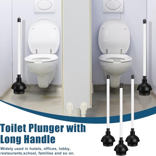 Hushee 8 Pcs Toilet Plungers Bulk Heavy Duty Commercial Plunger Double Thrust Rubber Force Cup with Handle for Bathroom Showers Kitchens Hotel 20.3" x 4.5"