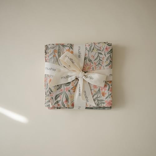 mushie Muslin Organic Cotton Washcloths 5-Pack (Pastel Blooms Combo) | Soft Wipes for Baby Cleanups and Bathing - color: Pastel Blooms Combo